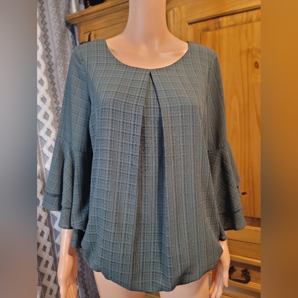 Alyx Women's Peasant Blouse Lined Long Sleeve Pullover Green‎